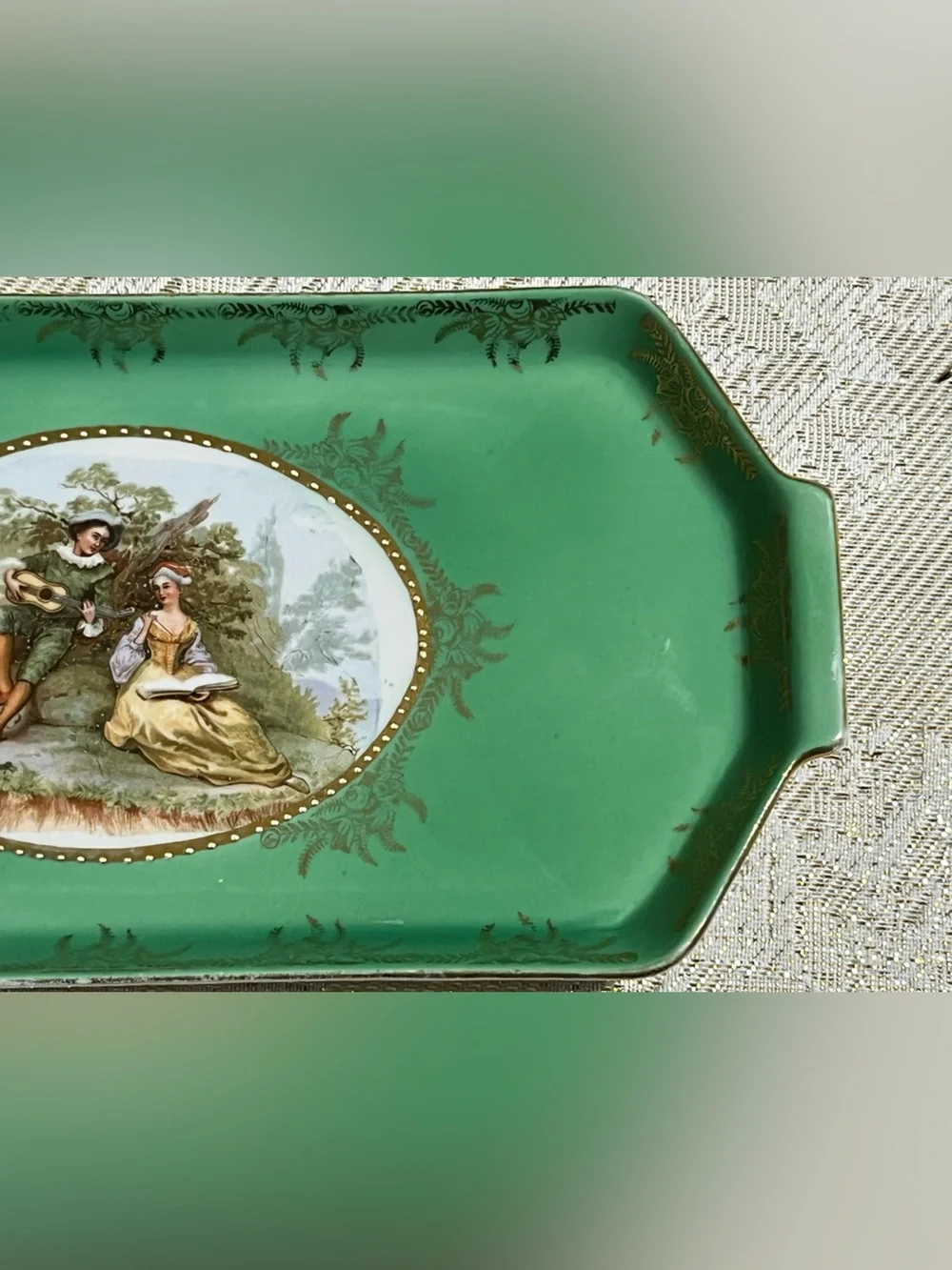1920s Antique Thuringian Germany Porcelain Vanity Tray, Mold No. 611